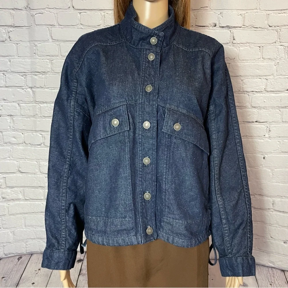 New Free People Casey Denim Blue Jacket Size XS - Picture 9 of 14
